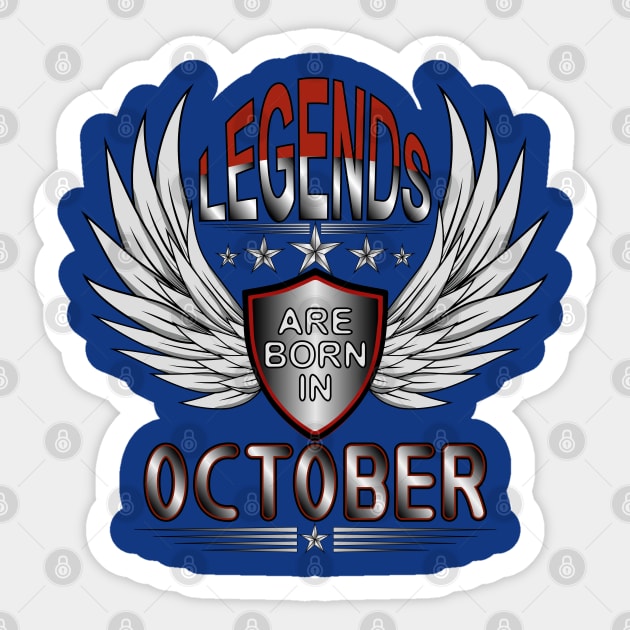 Legends Are Born In October Sticker by Designoholic